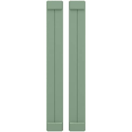 Americraft 2-Board Exterior Wood Joined Board-n-Batten Shutters W/ End Batten, ARW103BB207X49TGH